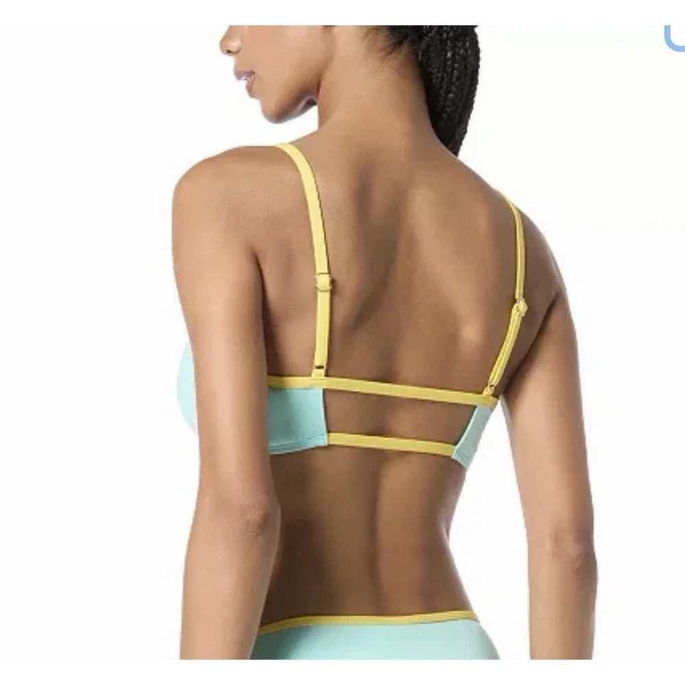 Kate Spade Womens‎ Contrast-Trim Bralette Bikini Top  Low Tide. Size L
